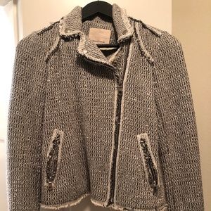 Rebecca Taylor Tweed Boucle Moto Jacket Size 8